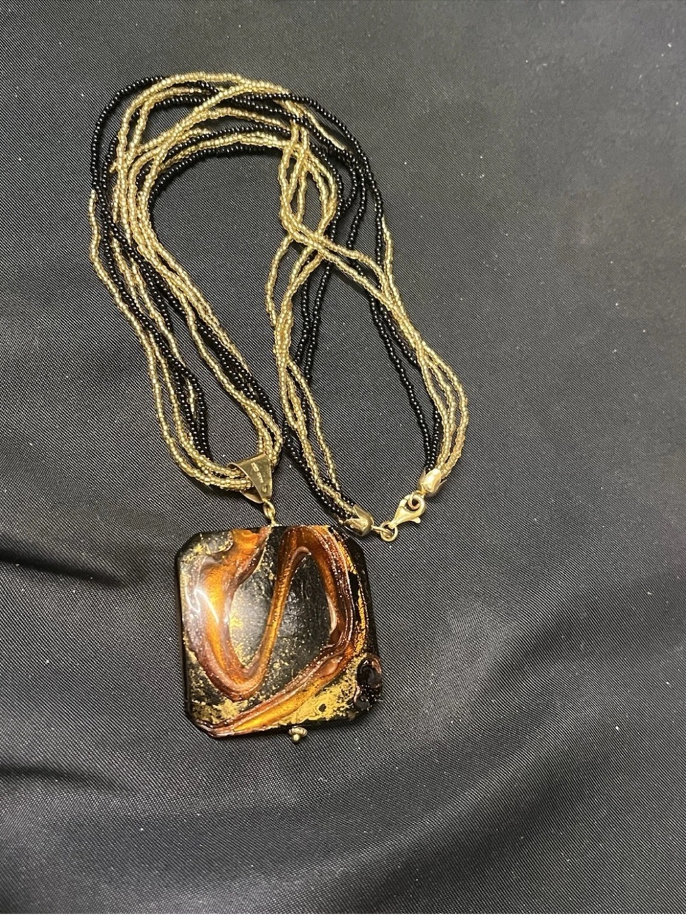 Vintage 14k Yellow Gold Murano Glass Pendant Necklace Necklace Italy LLI 18.25”